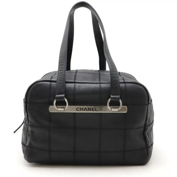 CHANEL Chocolate Bar Caviar Skin Shoulder Bag Boston purse - Picture 1 of 16